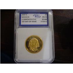 2007-S Madison 1st Day Issue PR-70 Graded Dollar