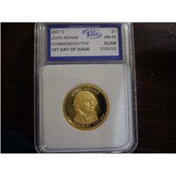 2007-S John Adams 1st Day Issue PR-70 Graded Dollar