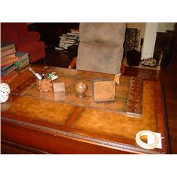 DELUXE GLOBE DESK SET LEATHER, PURCHASED FROM BRUNO'S