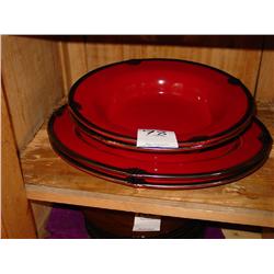 CERAMIC LARGE SERVING DISHES CRANBERRY COLOR