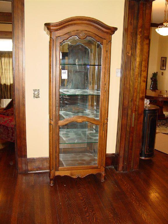 Ethan Allen French Country Lighted Curio Cabinet Glass Shelves