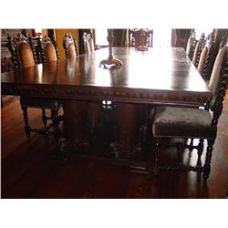 CUSTOM-MADE BY TROY WESNIDGE;  DINING ROOM TABLE S12' LONG, 5' WIDE; EPARATES INTO TWO SQUARE 5'X5' 