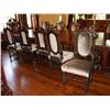 Image 2 : 10 ANTIQUE BARLEY TWIST SIDE CHAIRS, & 2 ANTIQUE BARLEY TWIST ARM CHAIRS COVERED IN DESIGNER VELVET 