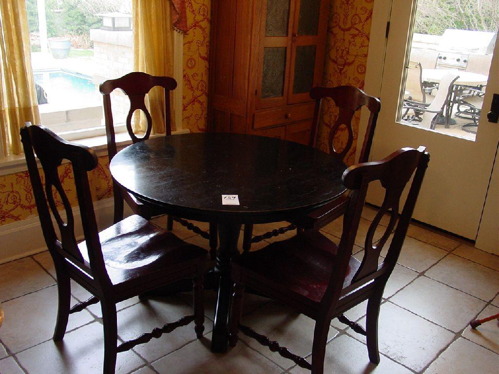 Aris Pedestal Table From Pottery Barn Black Wooden Pedestal Round