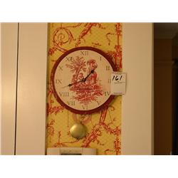 LAITENBERGER WALL-HUNG RED AND WHITE TOILE CLOCK