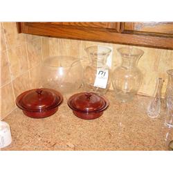 BOWL, VASES & DISHES (5X)