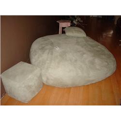 SUBURBAN OVERSIZED BODYGLOVE MEMORY FLOOR LOUNGER AND PILLOW AND OTTOMAN COLOR:  "LEAF" GREEN