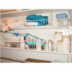 CONTENTS OF CLOSET, VCR, TOY HOUSES & MISC