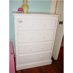 CHEST OF DRAWERS WHITE; ONE HAS 3 DRAWERS, OTHER HAS 4 DRAWERS (2X)