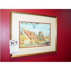 ORIGINAL WALL HUNG FRAMED  WATER COLOR OF ENGLISH COTTAGE