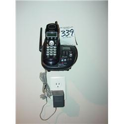 PANASONIC WALL HUNG CORDLESS PHONE SYSTEM WITH 2 HANDSETS BLACK