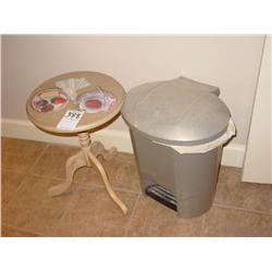 TABLE & TRASH CAN