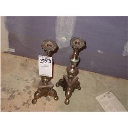 PEWTER CANDLE STICKS (2X)