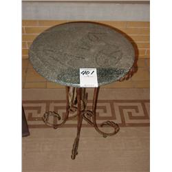MARBLE TOP METAL BOTTOM SMALL ROUND TOP TABLES MARBLE IS GREEN (2X)