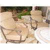 Image 2 : MALLIN FROM FLOWER CITY OUTDOOR UPHOLSTERED SWIVEL ARM CHAIRS BASE IS BRONZE METAL, CUSHIONS ARE TAN