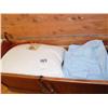 Image 1 : ASSORTED LINENS AND CUSTOM MADEKING SIZED BEDSPREADS AND PILLOWS IN CEDAR CHEST