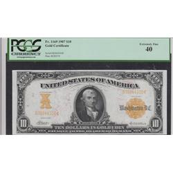 BLAZING $10 1907 *** GOLD *** CERTIFICATE PCGS XF 40 TOUGHER YEAR!