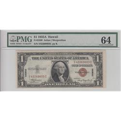 $1 HAWAII 1935 A SILVER CERTIFICATE EMERGENCY ISSUE PMG UNC 64