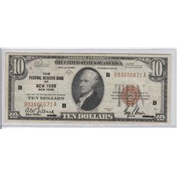 $10 FRBN NEW YORK 1929 BROWN SEAL VERY NICE APPEAL