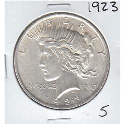$1 PEACE SILVER 1923 UNCIRCULATED SILVER DOLLAR