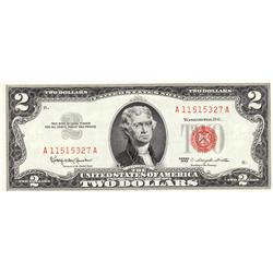 $2 UNCIRCULATED 1963 RED SEAL BOLD CRISP LEGAL TENDER
