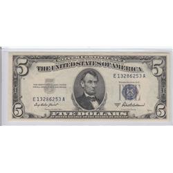 $5 UNCIRCULATED SILVER CERTIFICATE 1953 SHARP APPEAL