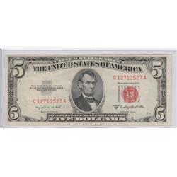 $5 RED SEAL LEGAL TENDER 1953 B ORIGINAL