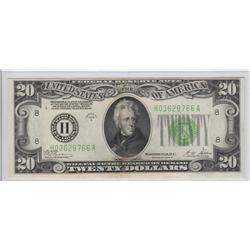 $20 FRN REDEEMABLE IN GOLD 1928 GREEN SEAL UNCIRCULATED