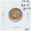 Image 1 : $2.5 GOLD INDIAN QUARTER EAGLE **gold** 1912 HIGH GRADE