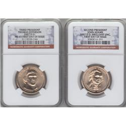 2 NGC GRADED PRESIDENTIAL DOLLARS $1