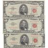 Image 1 : LOT OF 3 $5 RED SEAL NOTES1963