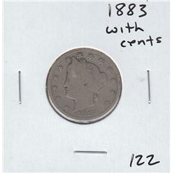 5 CENT V NICKEL WITH CENTS 1883
