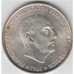 .4887 OUNCE OF PURE SILVER SPAIN 1966 UNCIRCULATED 100 PTAS