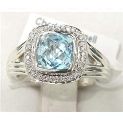 Charles Krypell Gold/Silver Diamond & Blue Topaz Ri