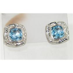 Charles Krypell Gold/Silver Blue Topaz Earrings