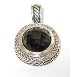 David Yurman Silver Smoky Topaz & Diamond Pendant