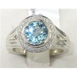 Charles Krypell 14K Gold/Silver Blue topaz Diamond