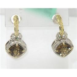 Charles Krypell 14K Gold / Silver Citrine Earrings