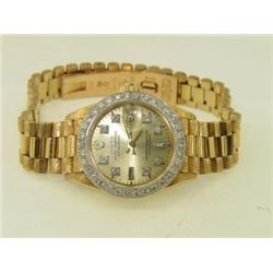 Rolex 18K Yellow Gold Diamond Watch