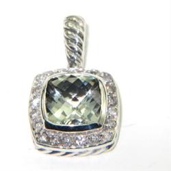 David Yurman Silver Prasolite & Diamond Pendant