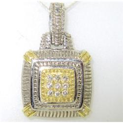 Judith Ripka Silver/ 18K Yellow Gold Diamond Pendan