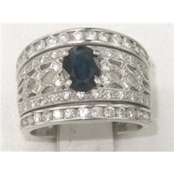 14K White Gold Sapphire & Diamond Ring