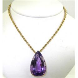 14K Yellow Gold Amethyst Necklace