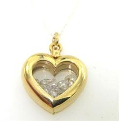 18K Yellow Gold Diamond Heart Pendant