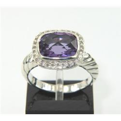 David Yurman Silver, Amethyst & Diamond Ring