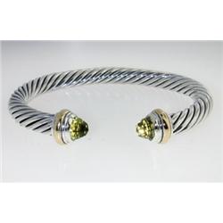 David Yurman Silver, 14K Gold, Lemon Citrine Bangle