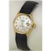 Image 1 : Rolex 18K Yellow Gold Diamond Leather Strap Watch