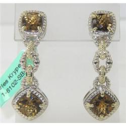 Charles Krypell 14K Yellow Gold/Silver Citrine Earrings
