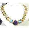 Image 1 : 14K Yellow Gold Diamond, Blue Topaz & Amethyst Neck