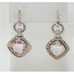 Charles Krypell Silver Rose Quartz Earrings